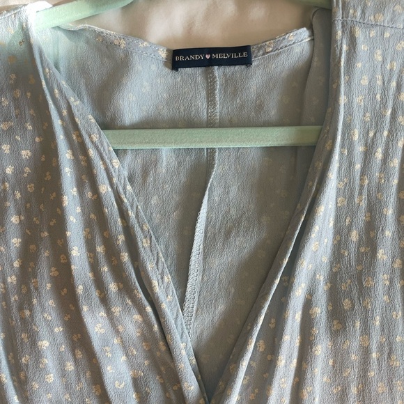 Brandy Melville Blue Ruched Wrap Mini Dress - Picture 4 of 4